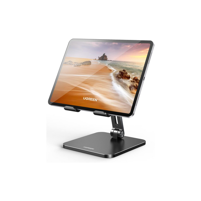 UGREEN Metal iPad Stand Ultra Stable Foldable Tablet Stand Holder for Desk Adjustable Mobile Phone Holder Compatible with iPad Pro/Air/Mini, Galaxy Tab, iPhone 16 Pro Max S25 Ultra Black