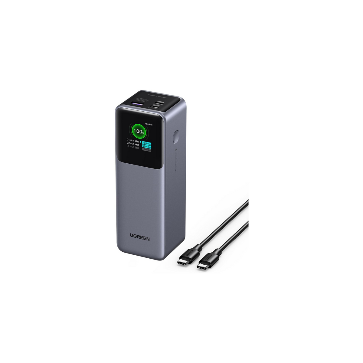 UGREEN Nexode Power Bank 20000mAh 130W PD Fast Charging, 2 USB-C and 1 USB-A Portable Charger, Smart Digital Display Battery Pack for MacBook, iPad Pro, iPhone 16 Series, Galaxy S25U, etc UGREEN