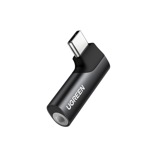 UGREEN USB C to 3.5mm Audio Headphone Jack Adapter Type C Aux DAC Earphone Stereo Mic HiFi Right Angle Compatible with iPhone 16 Series, iPad Mini/Pro/Air, Samsung S24 Ultra S24/S23, Pixel 5 XL, Black