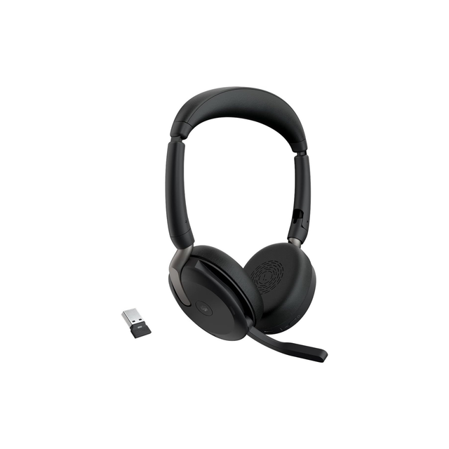 Jabra Evolve2 65 Flex - Wireless Stereo Headset with Bluetooth, Noise-cancelling Jabra ClearVoice Technology and Hybrid ANC - Certified for MS Teams - Black