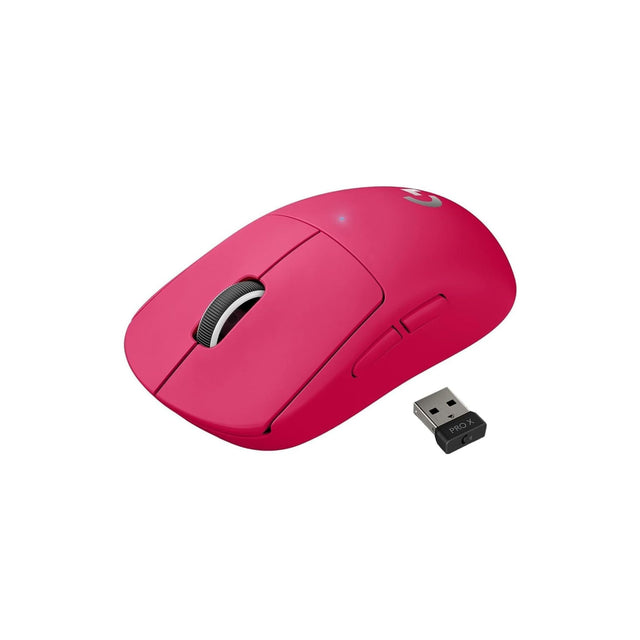 Logitech G PRO SUPERLIGHT Wireless Gaming Mouse, Ultra Lightweight 63g, HERO 25K Sensor, 25,600 DPI, 5 Programmable Buttons, Long Battery Life, On-Board Memory, for esports, Compatible with PC-Magenta