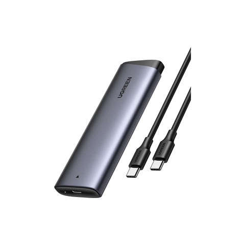 UGREEN NVME Enclosure, M.2 NVME SSD Enclosure USB 3.2 10 Gbps for NVMe PCIe M-Key/M+B Key in 2230/2242/2260/2280 with USB CC and AC Cable, Tool-free