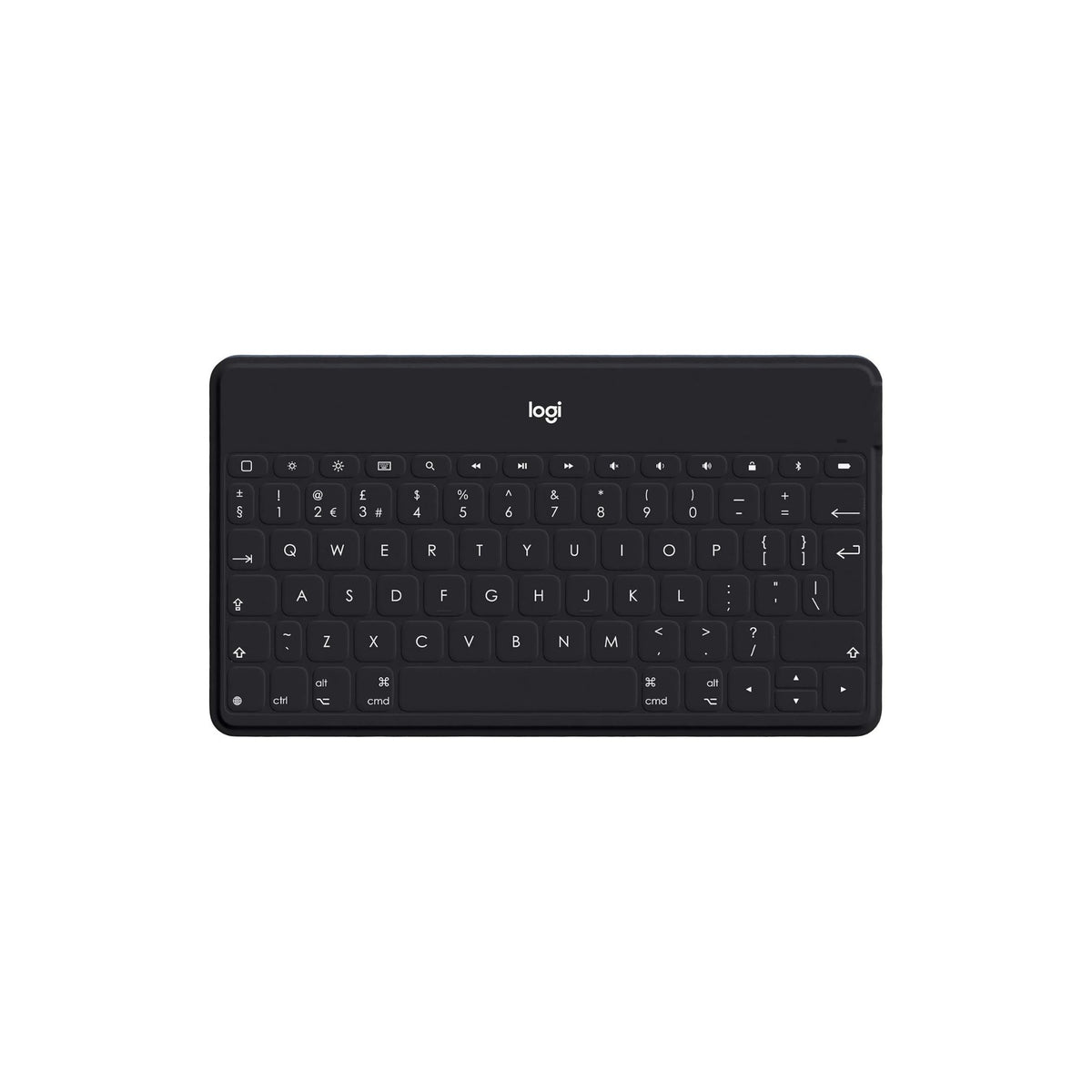 Logitech Keys-To-Go Wireless Bluetooth Keyboard For iPhone, iPad, Smartphone, Tablet, Android, Windows, Apple TV, Ultra-Thin, Ultra-Light, Short-Cut Keys, QWERTY UK Layout - Black