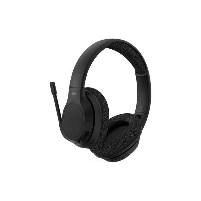 Belkin SoundForm Adapt Wireless Over-Ear Headset, Headphones for Work, Play, Gaming, & Travel with Built-In Boom Microphone - Compatible with iPhone, iPad, Galaxy, and More - Black