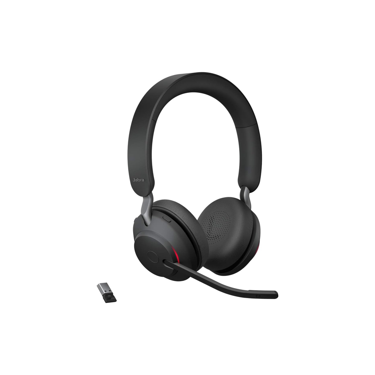 Jabra Evolve2 65 Wireless PC Headset - Noise Cancelling UC Certified Stereo Headphones With Long-Lasting Battery - USB-A Bluetooth Adapter - Black