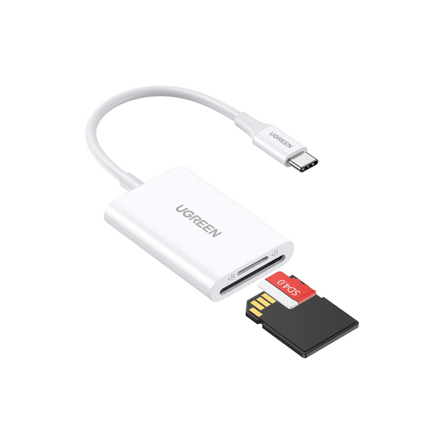 UGREEN SD Card Reader for iPhone 16/iPhone 15, 2-in-1 USB C Memory Card Adapter, 10x Faster Transfer Speed to 170MB/s, Micro SD Reader for MacBook M1, M2, iPad, Samsung, Huawei, Dell, XPS, White