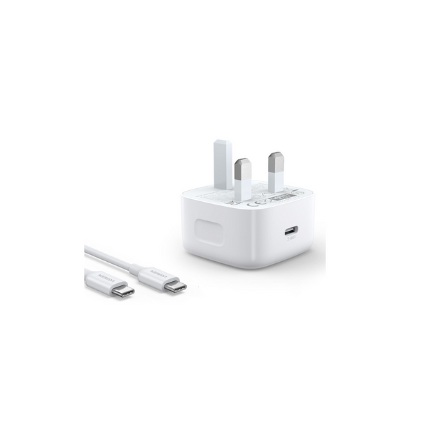 UGREEN PD 20W iPhone 16 Charger Cable Set Type C Fast Charging Adapter Cord Wall Plug with 60W USB C Cable 1M Charger Head Compatible for iPhone 16 Pro Max/16 e/15, iPad,etc