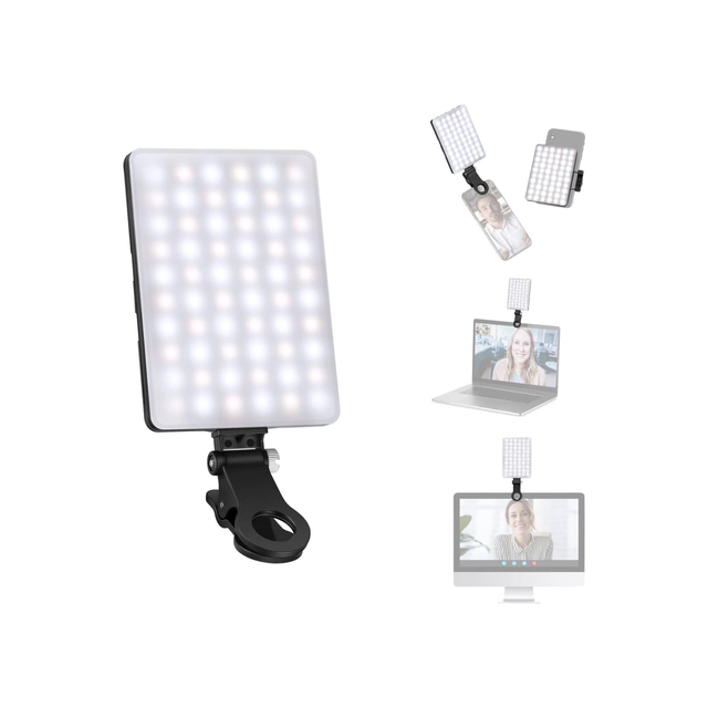 NEEWER LED Selfie Light with Front & Back Phone Clip, High Power 60 LED 2000mAh Rechargeable CRI 95+, 3 Light Modes, for Phone/Tablet/Laptop, Zoom Call TikTok Video Fill Light | AWP012549 Neewer