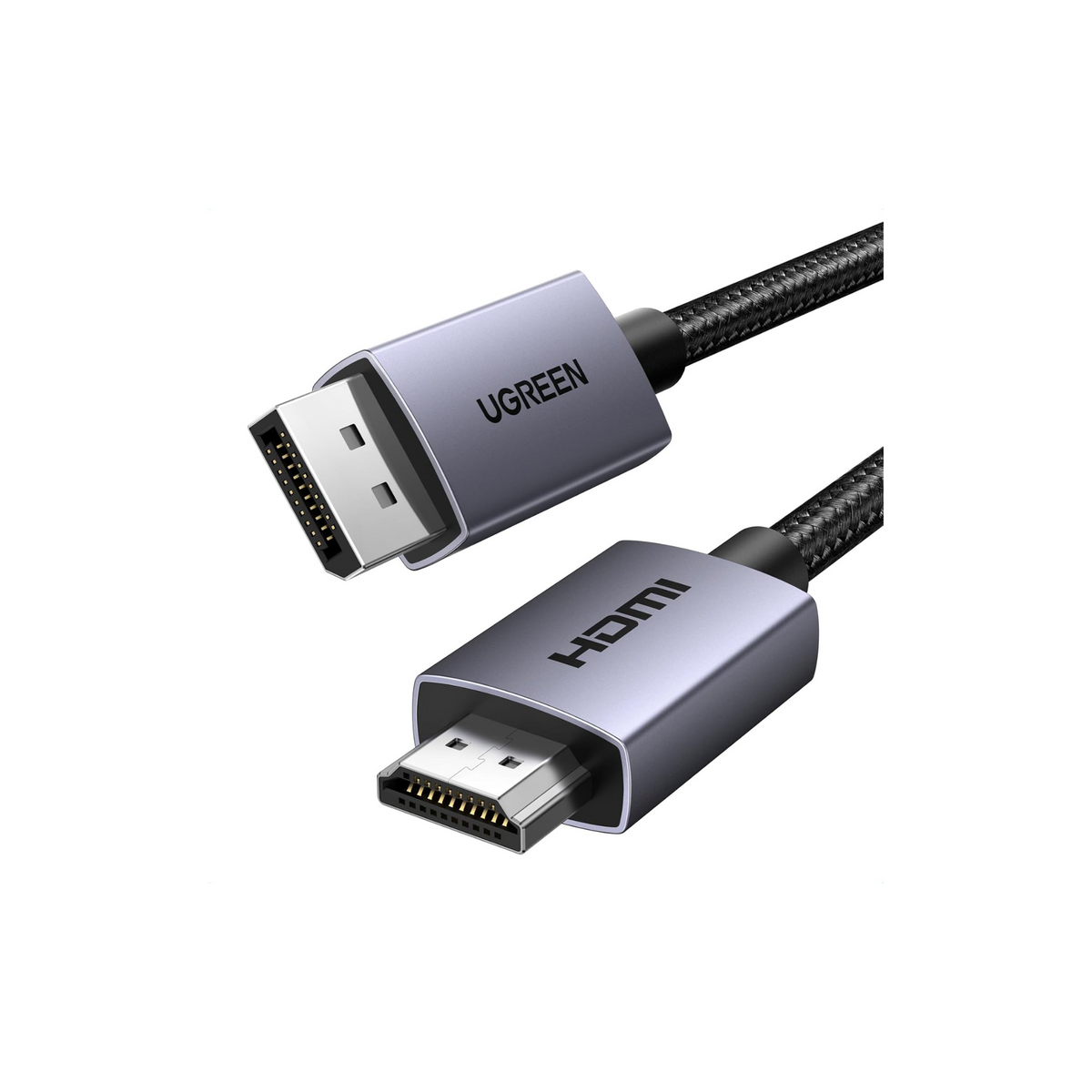 UGREEN 4K DisplayPort to HDMI Cable 2M, Supports 4K@30Hz, 2K@60Hz, 1080p@240Hz, Active DP to HDMI Braided Cable, Compatible for Graphics/SAMSUNG/Desktop/PC/EPSON/Sony