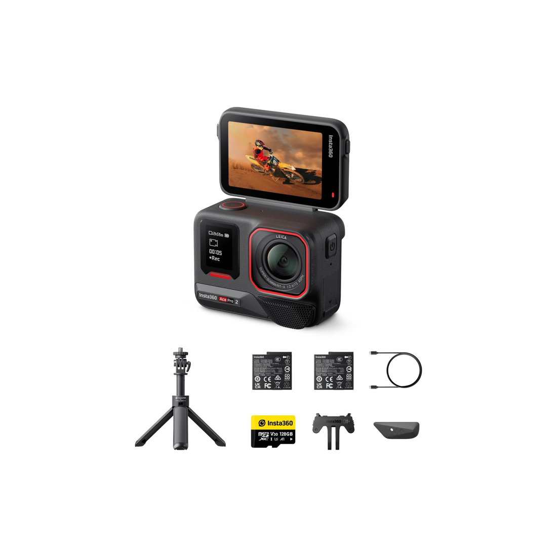 Insta360 Ace Pro 2 Get-Set Bundle -8K Waterproof Action Camera Co-Engineered with Leica