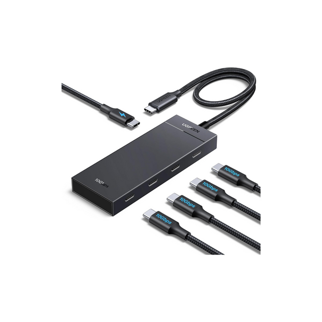 UGREEN USB C Hub10 Gbps, 4 Type C 3.2 Port with 100W PD Adapter Ultra Slim Data Multiport USB Hub Extension for Laptop, Desktop PC, Xbox, PS5, Mouse, Keyboard, Flash Drive, U Disk, Printer