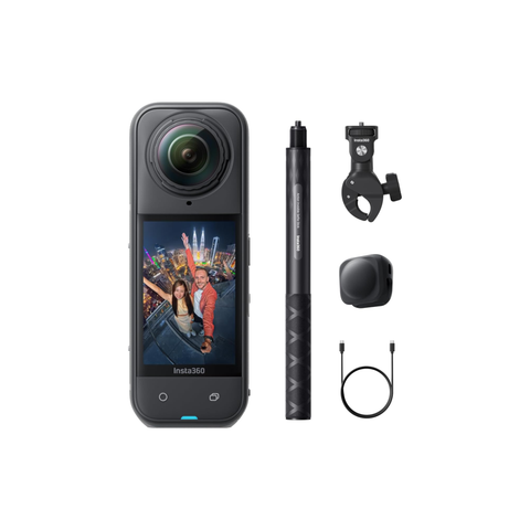 Insta360 X5 Motorcycle Bundle - Waterproof 8K 360° Action Cam, Robust Interchangeable Lenses, 3H Battery, Clear Sound, Stabilization, Invisible Selfie Stick Effect, Leading in Low Light