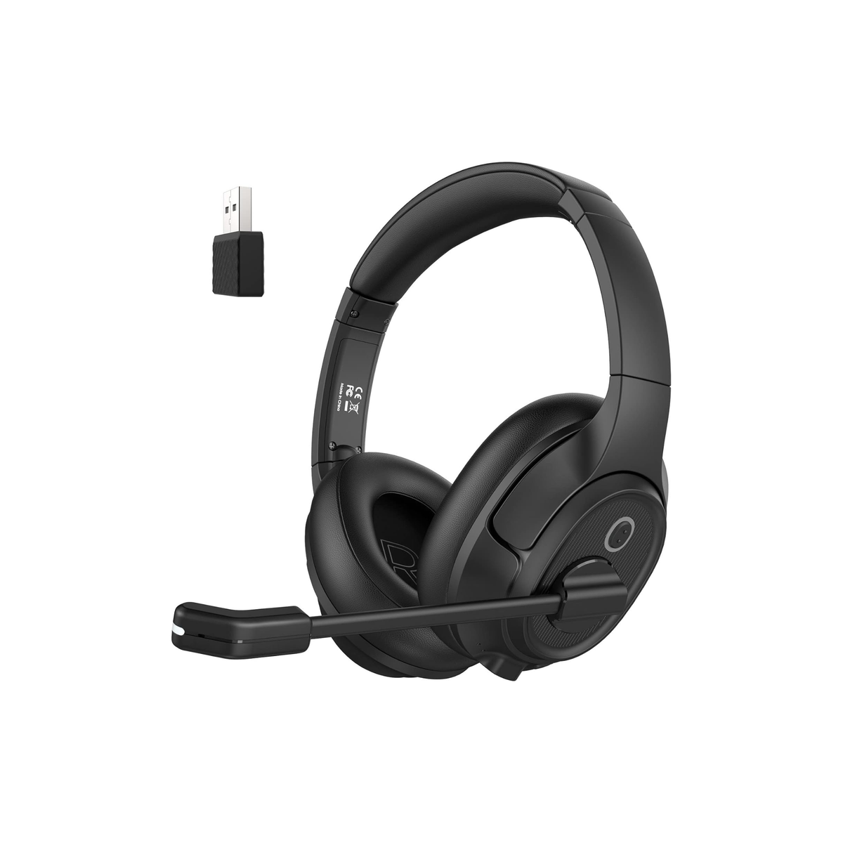 EKSA H6 Wireless Headset with Microphone & USB Dongle [Up to 55 Hours & 10 Metre Range] Bluetooth PC Headset with AI Noise Cancelling Mic, Over Ear Headphone for Business/Office/Home/Teams/Zoom