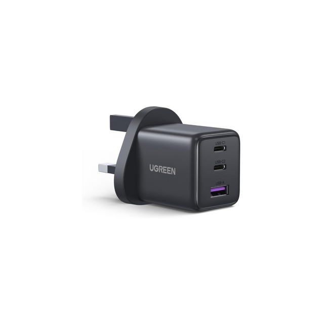 UGREEN 30W iPhone 16 Pro Max Charger, 3 Ports GaN Fast iPhone Charger Type C (2 USB C+1 USB A Ports), 4-Security Protection, 38% Smaller Than Original, USB C Adapter for iPhone 16 Pro, Samsung, iPad