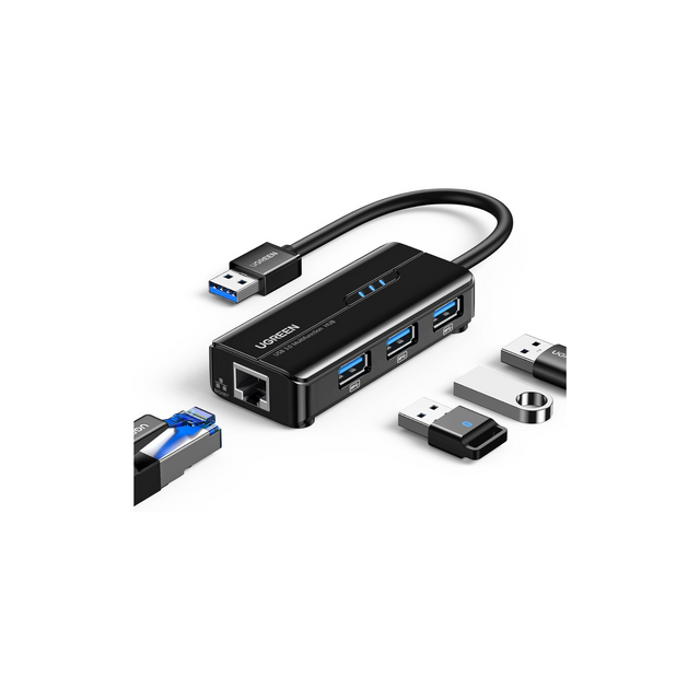 UGREEN USB 3.0 Hub Ethernet Adapter with 3 Port USB 3.0 Ethernet Gigabit Network Converter RJ45 Lan Adaptor Compatible with MacBook Pro/Air, iMac Pro, Surface, Chromebook, Switch Console