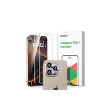 UGREEN iPhone 16 Pro Screen Protector Set 6.3'' 2+1 Pack 9H+ Military-Grade Protection Individual Lens Protector HD Clear Tempered Glass, Easy to Install, Anrti-Fingerprint, Fit for Most Case
