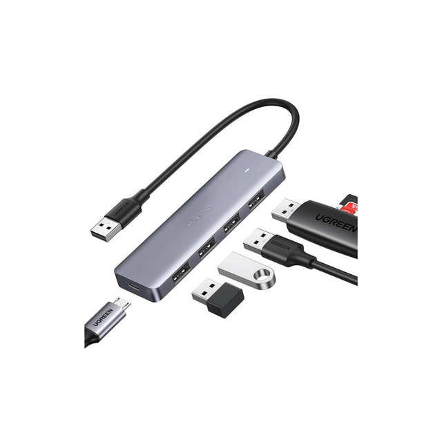 UGREEN USB A Hub 3.0, 4 Port Multiport Adapter Ultra Slim Data Hub Splitter Multiple USB Extension for Laptop, Desktop PC, Xbox, PS5, Mouse, Keyboard, Flash Drive, U Disk, Printer