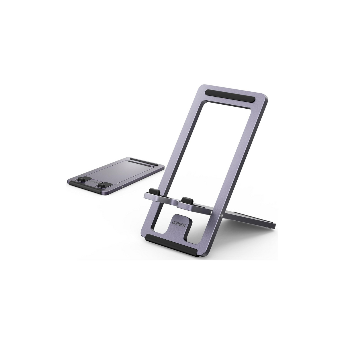 UGREEN Cell Phone Stand Portable Mobile Stand Adjustable iPhone Holder for Desk Foldable Adjustable Viewing Angle Stable Alloy Metal Mobile Holder Fit for All Phones iPhone 16 Pro Max S25 Ultra