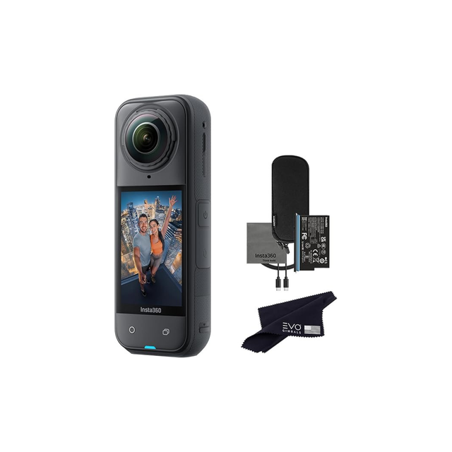 Insta360 X5 - Waterproof 360 Action Camera with 1/1.28" Sensors, 8K 360 HDR Video, 72MP Photo, 4K60fps Single-Lens, Enhanced Low Light Performance, User-Replaceable Upgraded Lenses, 2.5" Touchscreen