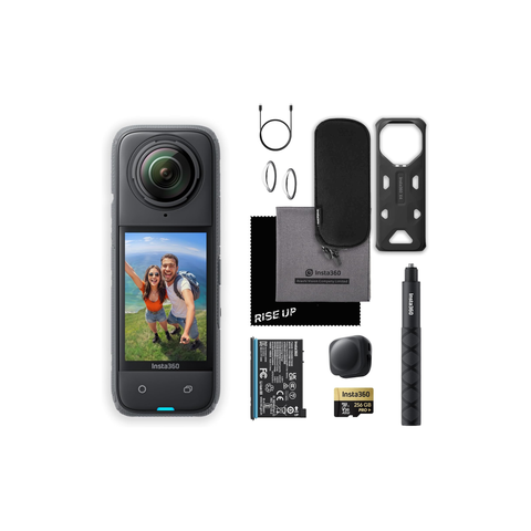Insta360 X4 Waterproof 8K 360 Action Camera Kit | Live Stream, AI Editing, 72MP 360 Photo, 4K Wide-Angle Video Camera | Includes Selfie Stick, Lens Cap, & 256 GB Micro SD Card
