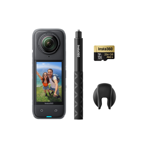 Insta360 X4 Get-Set Bundle - 8K Waterproof 360 Action Camera, 4K Wide-Angle Video, Invisible Selfie Stick, Removable Lens Guards, 135 Min Battery Life, AI Editing, Stabilization