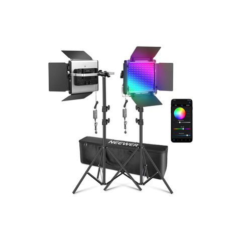 NEEWER Upgraded 660 PRO II RGB LED Video Light with App Control&Stand Kit, 2 Pack Constant 50W No Color Shift/1% Precise Min Dimming/360° RGB/CRI97+/3200K~5600K for Game Streaming YouTube Photography