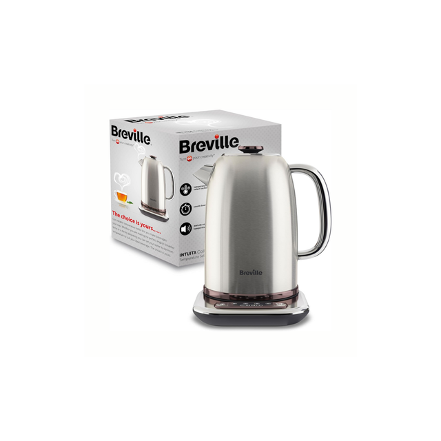Breville Temperature Select Electric Kettle | 1.7 L | 3kW Fast Boil | Smart Digital Controls | Brushed Nickel (Silver/Grey), [VKT159]