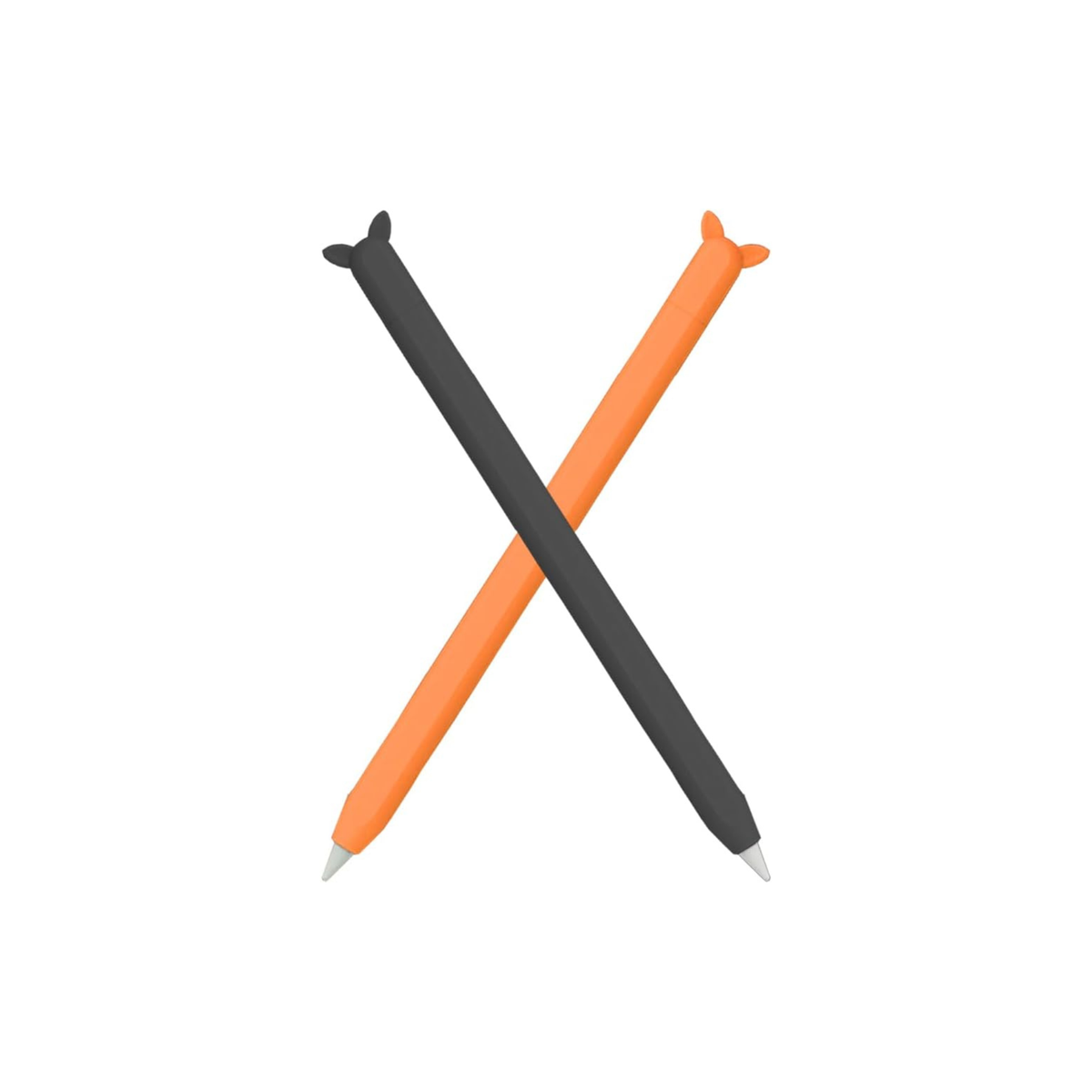 Mizi (2 Pack) Case for Apple Pencil 2nd Generation & Apple Pencil Pro (2024) Cover Premium Silicone Sleeve Skin, USB Charging/Double Tap & Attaching Magnetically - (Black/Orange)