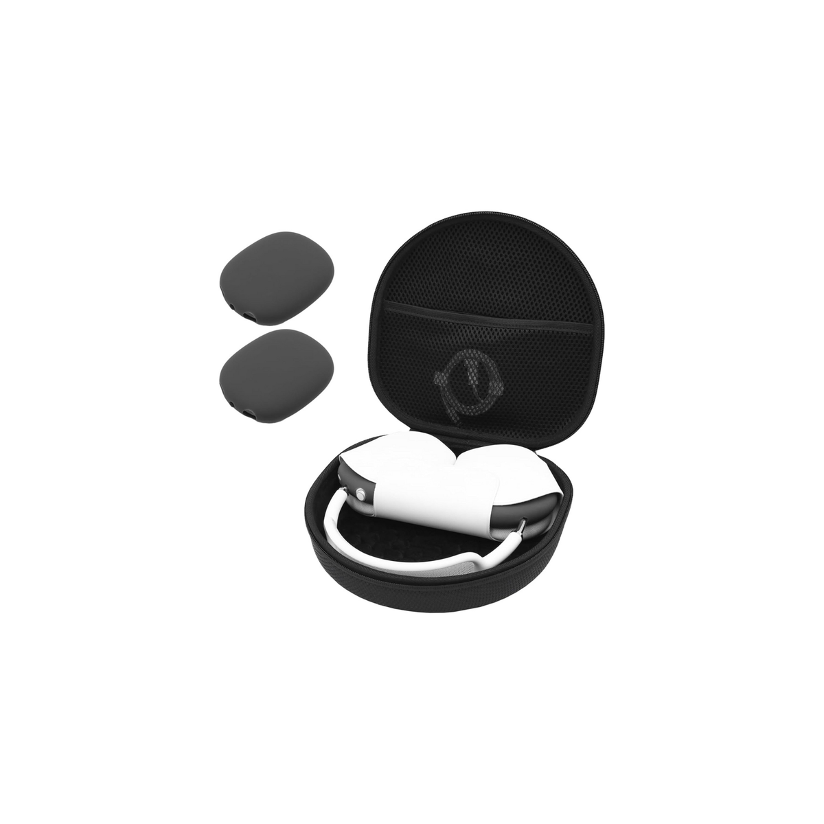 ProCase Airpods Max Case, Hard Travel Carrying Headphone Case with Silicone Earpad Cover & Mesh Pocket, Airpod Max Accessories Bag -Black
