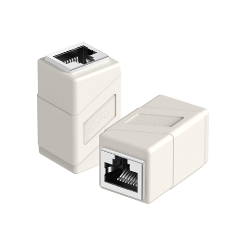 RJ45 Coupler, 2 Pack Ethernet Adapters Female to Female, 8-Pin Modular Straight Through, Network Connectors for Cat8/Cat7/Cat6/Cat6a/Cat5e/Cat5 Ethernet Cable (White)