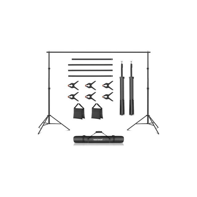 Neewer Photo Studio Backdrop, 10ft/3m Wide 6.6ft/2m High Adjustable Background Stand with 4 Crossbars, 6 Backdrop Clamps, 2 Sandbags, and Carrying Bag for Portrait, Studio Photography | 10100392 Neewer