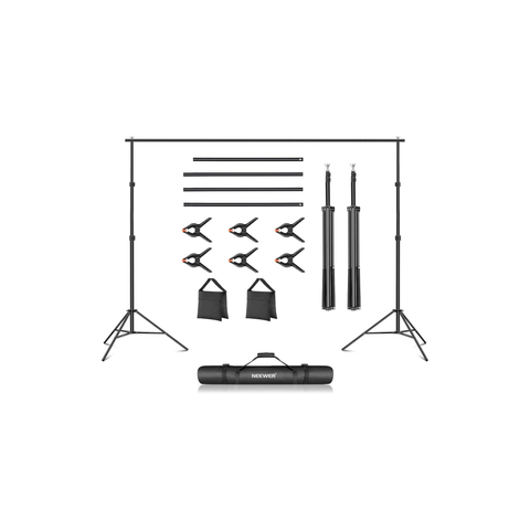 Neewer Photo Studio Backdrop, 10ft/3m Wide 6.6ft/2m High Adjustable Background Stand with 4 Crossbars, 6 Backdrop Clamps, 2 Sandbags, and Carrying Bag for Portrait, Studio Photography | 10100392