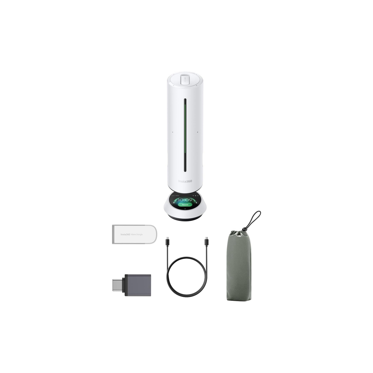 Insta360 Wave - AI Speakerphone, Bluetooth, Voice Recorder, 8 Noise-Canceling Mics w/Beamforming, AI Transcript & Summary, Support 99 Languages, 32GB Storage, Meetings, Podcasts, Livestreams (White)