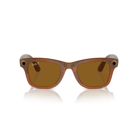 Meta Ray-Ban Wayfarer (Standard) 50/22/150 Smart Glasses Shiny Caramel Polar Brown RW4006