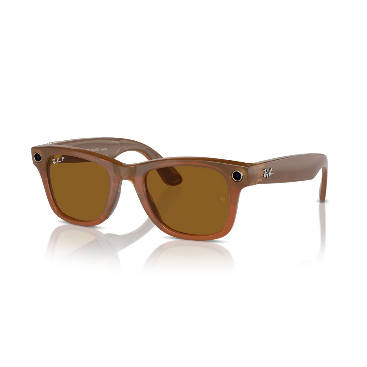 Meta Ray-Ban Wayfarer (Standard) 50/22/150 Smart Glasses Shiny Caramel Polar Brown RW4006
