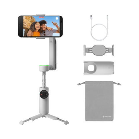 Insta360 Flow Pro - AI-Powered Gimbal Stabilizer for Smartphone, Apple DockKit Enabled, 360º Infinite Pan Tracking, 3-Axis Stabilization, Built-in Tripod, Portable & Foldable, AI Tracking