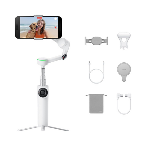 Insta360 Flow 2 Pro Creator Kit | Ultimate AI Tracking Stabilizer, 360º Pan Tracking, Built-in Tripod/Selfie Stick, Track in 200+ Apps with Apple DockKit, Multi-Person Tracking – Summit White