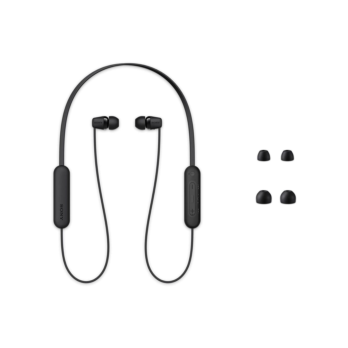 Sony WI-C100 Wireless in-Ear Bluetooth Headphones with Built-in Microphone, Black, Medium, WI-C100/B