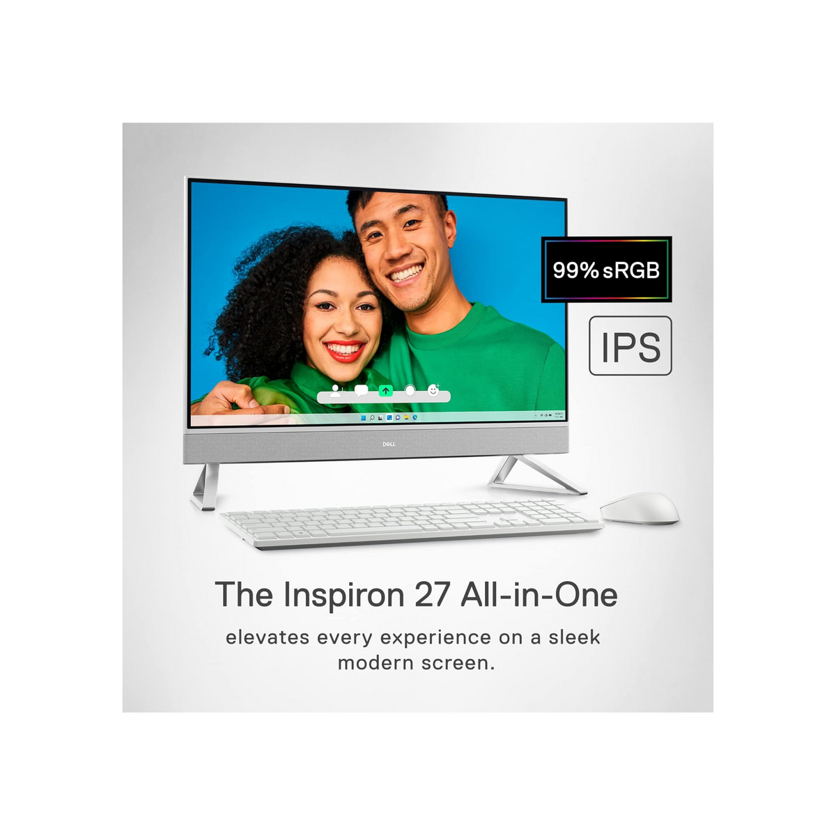 Dell Inspiron 7720 All in One - 27-inch FHD Touch Display, Core i7-1355U, 32GB RAM, 512GB SSD+1TB HDD, NVIDIA GeForce MX550 GDDR6, Win 11 Pro, 1 Year Premium Support+6 Month Migrate -White