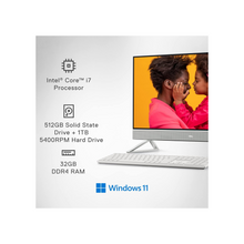 Dell Inspiron 7720 All in One - 27-inch FHD Touch Display, Core i7-1355U, 32GB RAM, 512GB SSD+1TB HDD, NVIDIA GeForce MX550 GDDR6, Win 11 Pro, 1 Year Premium Support+6 Month Migrate -White