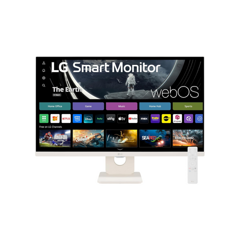 LG 27SR50F-W MyView Smart Monitor 27-Inch FHD (1920x1080) IPS Display, webOS 23, HDR 10, 5Wx2 Speakers, AirPlay 2, Screen Share, Bluetooth, ThinQ App, Remote Control, White