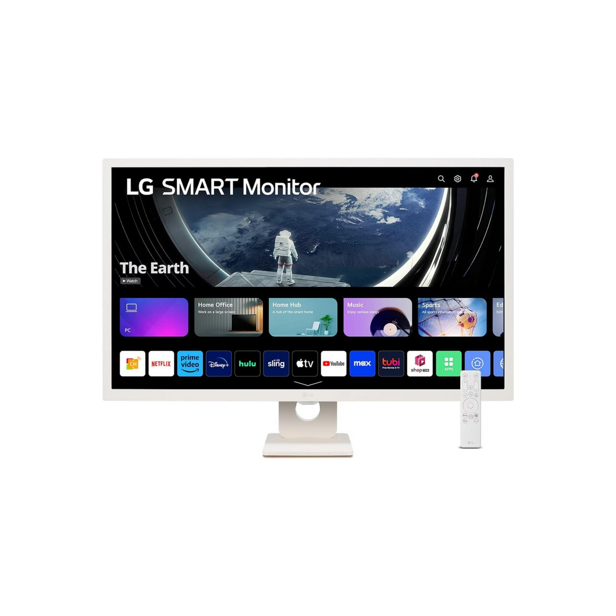 LG 32SR50F 32-inch Smart FHD IPS Monitor, webOS 23, HDR10, Airplay 2, Screen Share, Bluetooth, 5Wx2 Stereo Speaker, Tilt Stand (HDMI, USB Type-A) - White