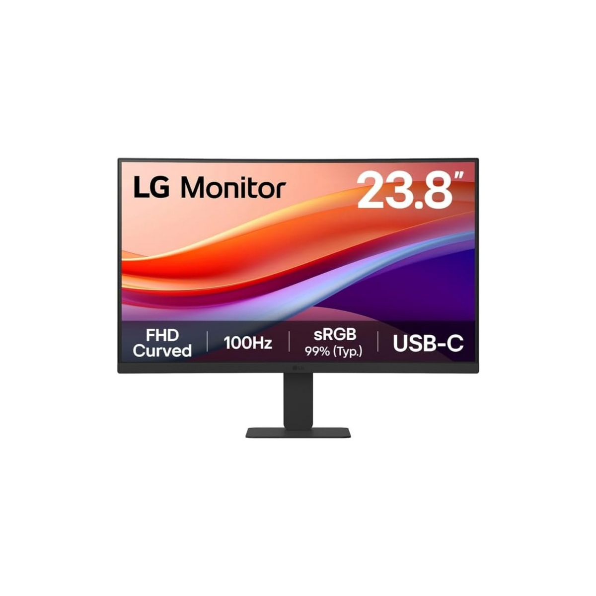 LG 24U421A-B.AMAQ FHD Curved Monitor with USB-C Port, 23.8-Inch Size