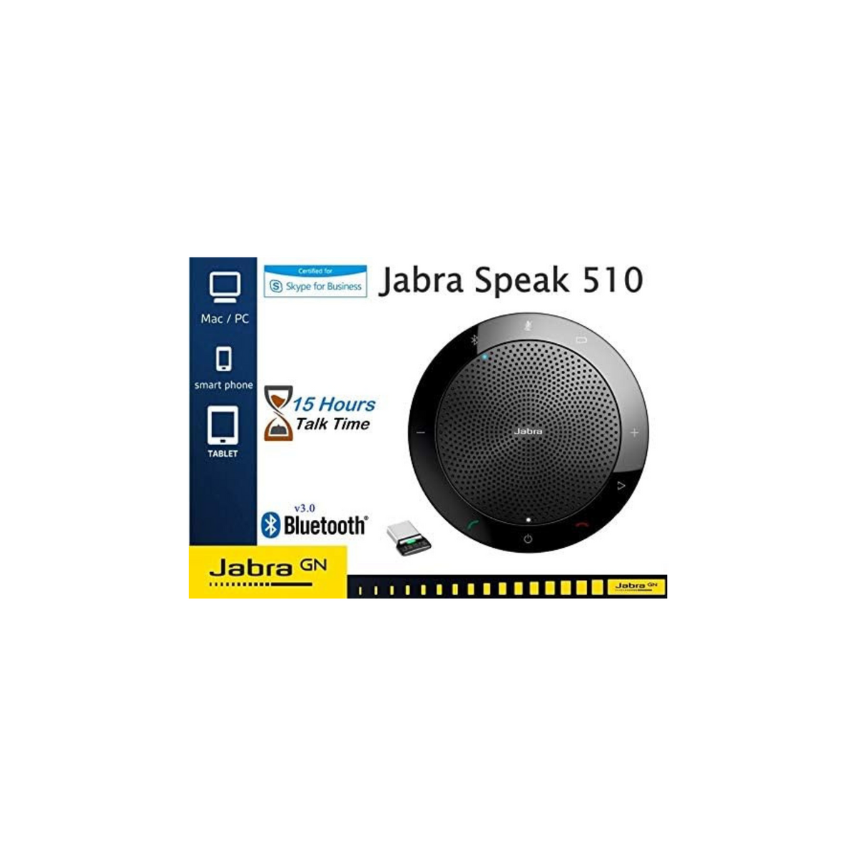 Jabra Speak 510+ UC 10 Watt Wireless Bluetooth Speaker (Black)