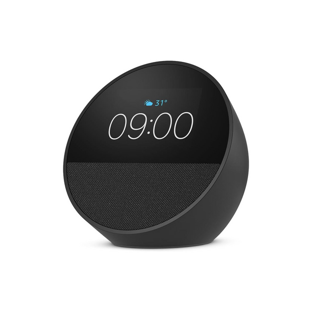 Echo Spot (2024 release), Smart alarm clock with vibrant sound + Alexa, Black