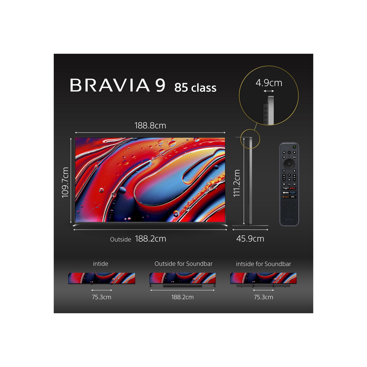 Sony | BRAVIA 9| 85 Inch |XR BACKLIGHT MASTER DRIVE TV with High Peak Luminance | Our brightest TV ever for ultimate cinema, sports & PS5 gaming |4K HDR Smart TV (Google TV) | 2024 UAE Model