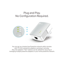 TP-Link TL-PA4010KIT Nano AV600 Powerline Adapter Starter Kit, Up to 300 m range, No Configuration Required, UK Plug White