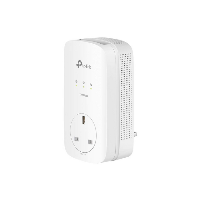 TP-Link TL-PA8033PKIT AV1300 3-Port Gigabit Passthrough 2x2 MIMO Powerline Adapter Starter Kit, No Configuration Required, UK Plug