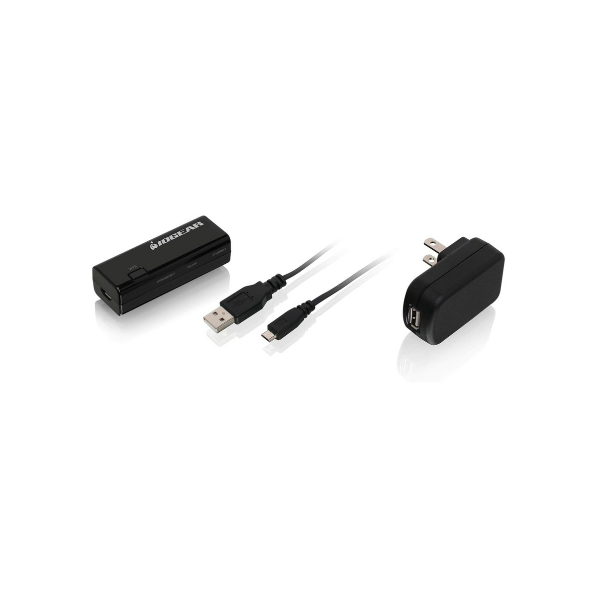 IOGEAR Universal Ethernet to Wi-Fi N Adapter - Speeds of up to 300Mbps on 2.4GHz - Push-button Wi-Fi Protected Setup (WPS) - Supports WEP, WPA, WPA2, TKIP and AES encryption - GWU637