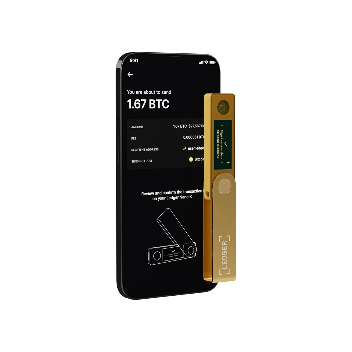 Ledger Nano X: secure and manage your crypto & NFTs on-the-go with our Bluetooth®-enabled hardware wallet. (Gold)